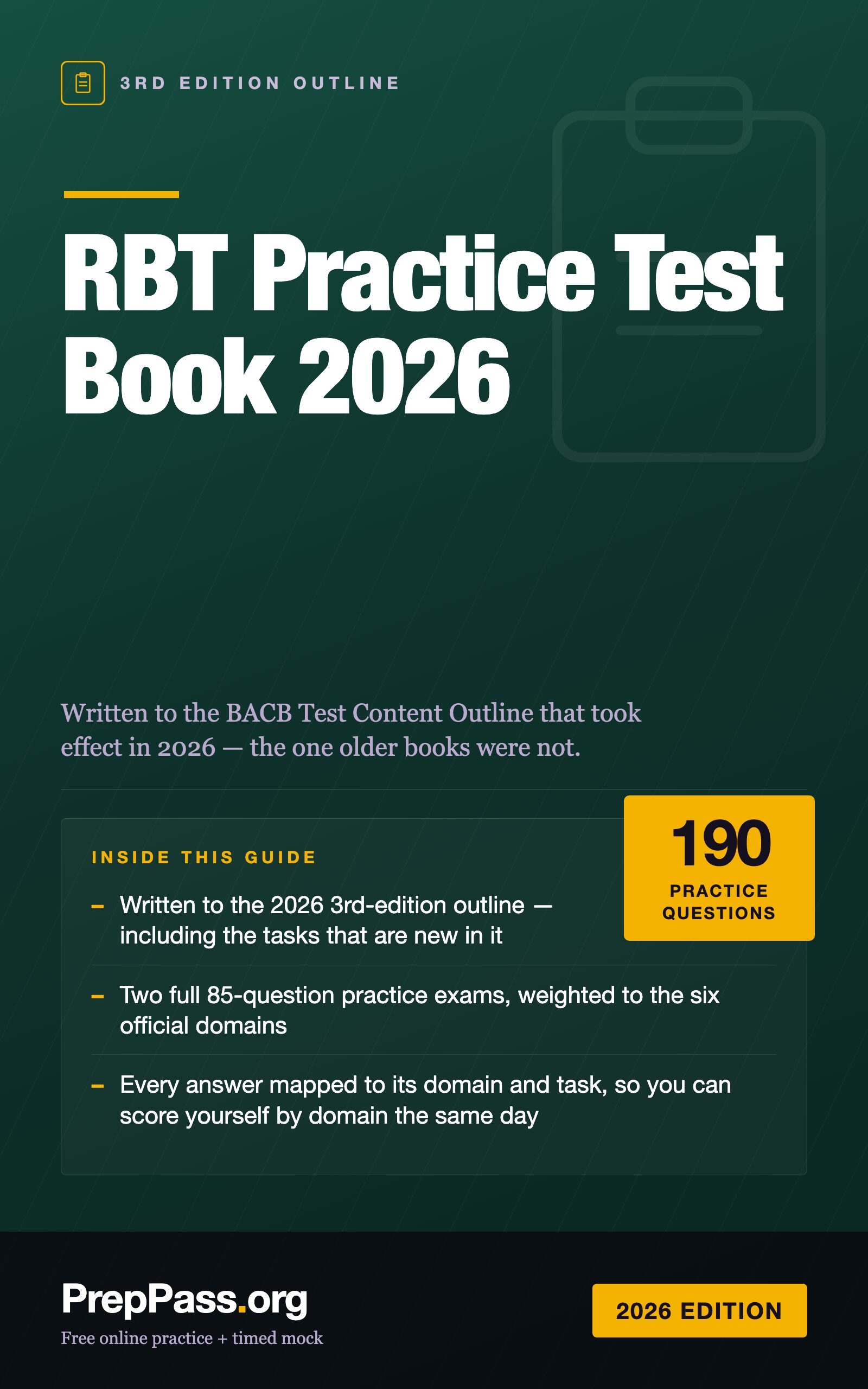 RBT Practice Test Book 2026 — 3rd Edition Outline cover