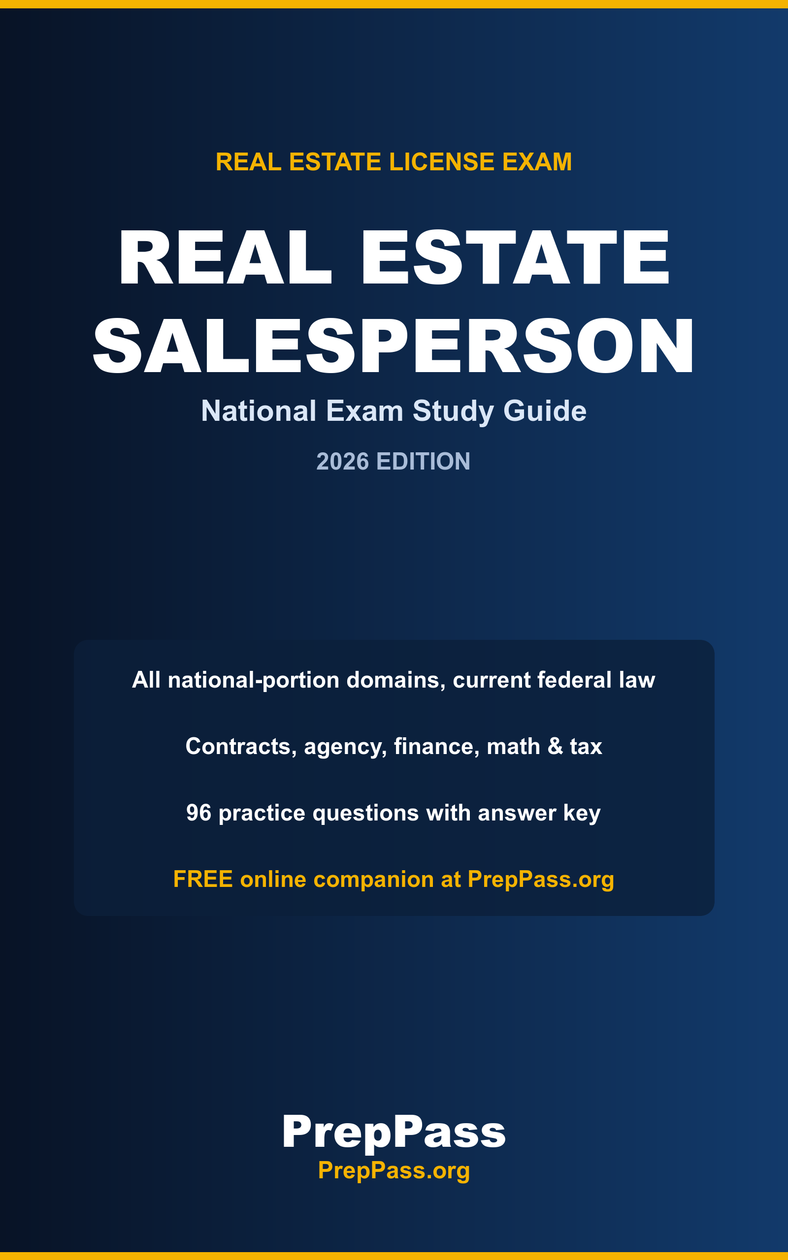 Real Estate Salesperson Exam — Complete Study Guide (2026) cover