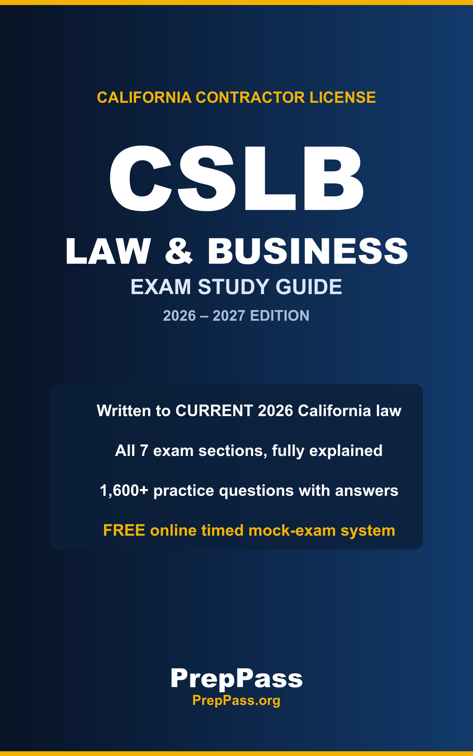 CSLB Law & Business — Complete Study Guide (2026) cover